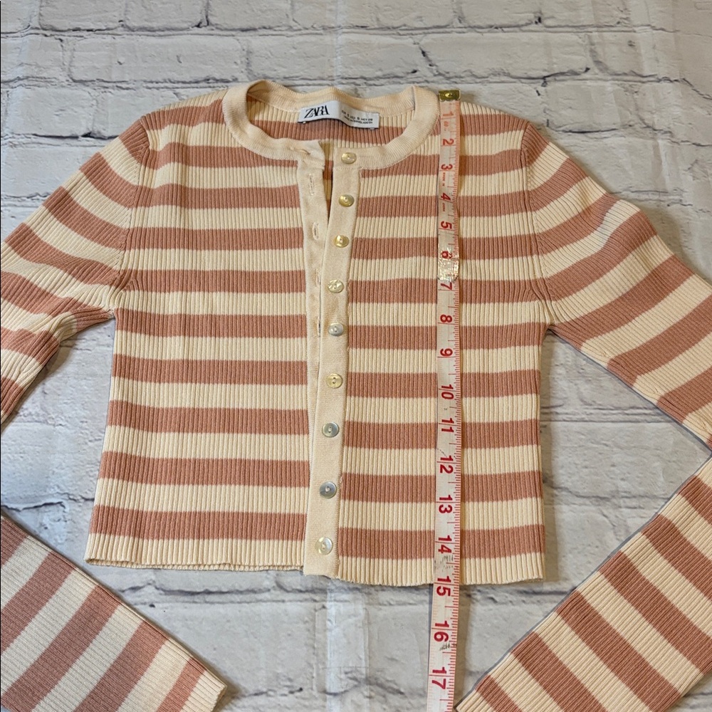 Zara Ribbed Stripe Cardigan - Picture 9 of 11